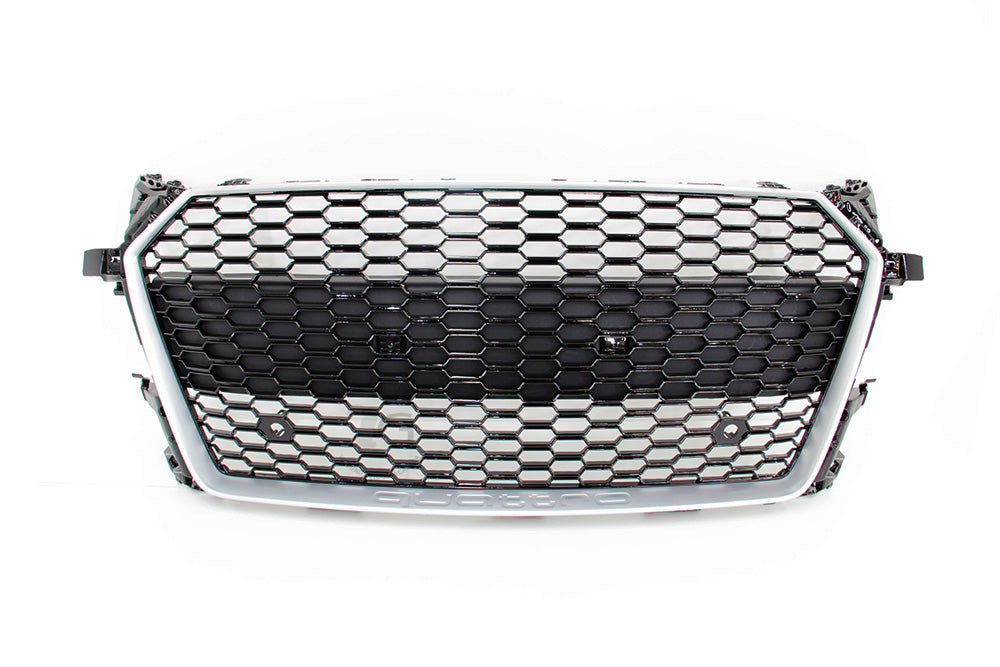 16-23 AUDI TT TTS MK3 - RS STYLE FRONT HONEYCOMB GRILL - Black grill +  Silver frame