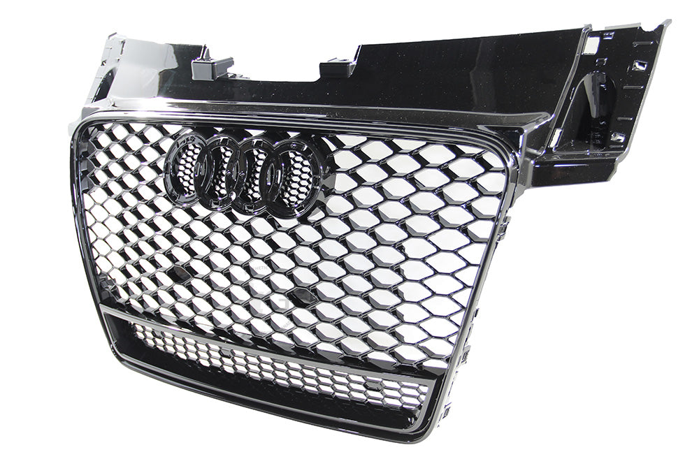 08-15 AUDI TT TTS MK2 - RS STYLE FRONT HONEYCOMB GRILL - All Black + Lower  Frame