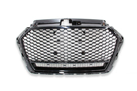 17-20 AUDI A3 S3 8V - RS STYLE FRONT HONEYCOMB GRILLE V2 BADGELESS